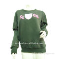 Ladies' knitted heavy polyester cotton long sleeve pullover sweatshirt